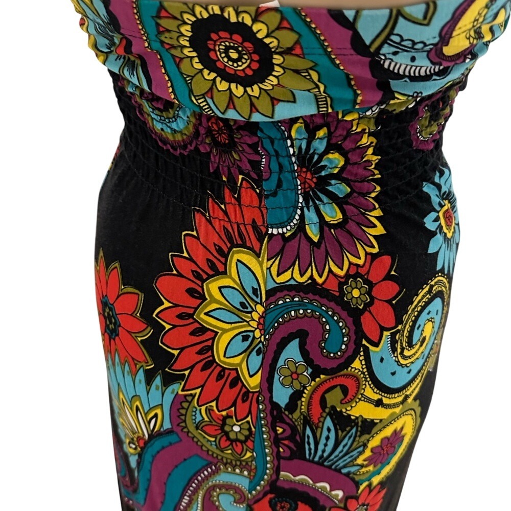 Paisley Halter Maxi Dress Colorful Floral Print Sleeveless Long Dress - Picture 11 of 16
